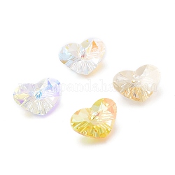 Glass Rhinestone Pendants, Faceted, Heart, Mixed Color, 8.5x12x5mm, Hole: 1.5mm