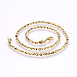 Colliers avec chaîne de corde en 304 acier inoxydable, avec fermoir pince de homard, véritable 18k plaqué or, 17.7 pouce (45 cm), 2.3mm