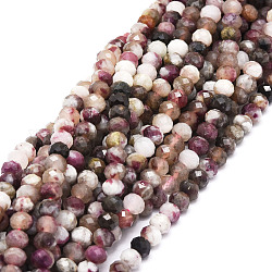 Fili di perle di tormalina fiore di prugna naturale, sfaccettato, rondelle, 5.5~6x4~4.5mm, Foro: 1 mm, circa 95pcs/filo, 15.59'' (39.6 cm)