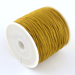 Geflochtenen Nylonfaden, chinesische Knotenschnur Perlenschnur für die Herstellung von Perlenschmuck, dunkelgolden, 0.5 mm, ca. 150 Yards / Rolle
