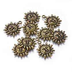 Tibetan Style Alloy Pendants, Sun, Lead Free and Cadmium Free, Antique Bronze, 23x19x3mm, Hole: 2mm, about 700pcs/kg
