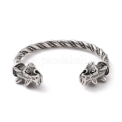 304 bracelet manchette ouvert dragon en acier inoxydable pour homme femme, argent antique, diamètre intérieur: 2-5/8 pouce (6.55 cm)