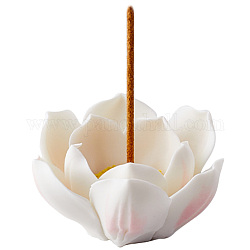 Porta incenso in porcellana, forniture per buddisti zen casa da tè per ufficio a casa, loto, bianco, 62.5x64x32mm, Foro: 2.5 mm