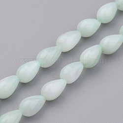 Chapelets de perles en coquillage naturel, teinte, larme, cyan clair, 7x5mm, Trou: 0.5mm, Environ 59 pcs/chapelet, 15.2 pouce