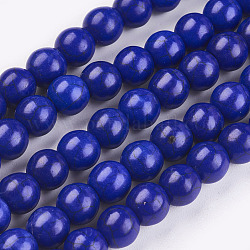 Kunsttürkisfarbenen Perlen Stränge, gefärbt, Runde, Mitternachtsblau, 6 mm, Bohrung: 1.2 mm, ca. 67 Stk. / Strang, 15.75 Zoll