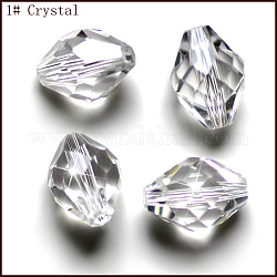 Imitation österreichischen Kristallperlen, Klasse aaa, facettiert, Doppelkegel, Transparent, 10x13 mm, Bohrung: 0.9~1 mm