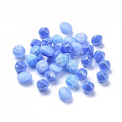Abalorios de cristal checas, pepitas, azul, 9~11x9~10x7~10mm, agujero: 1~1.2 mm, aproximamente 120 unidades / bolsa