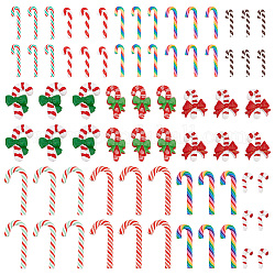 AHADERMAKER 72Pcs 12 Styles Christmas Theme Opaque Resin Cabochons, Christmas Cane, Mixed Color, 19~49x8.5~26x2.5~6.5mm, 6pcs/style