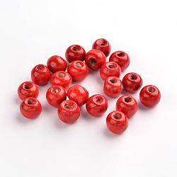 Des perles en bois naturel, rondelle, sans plomb, teinte, rouge, 8mm, Trou: 3mm, environ 5600 pcs/1000 g