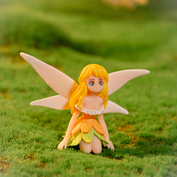 Mini hada de pvc, figurilla, decoraciones de casa de muñecas, amarillo, 83x61mm