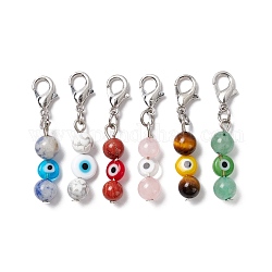 Naturstein & handgefertigte Bunte Malerei-Perlen-Anhänger-Dekoration, mit Ringe springen, Karabinerverschlüsse und Anstecknadeln, 25 mm
