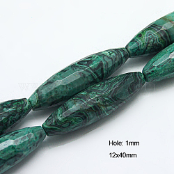 Natürliches Bild Jaspis Perlen Stränge, gefärbt, facettiert, Reis, 40x12 mm, Bohrung: 1 mm