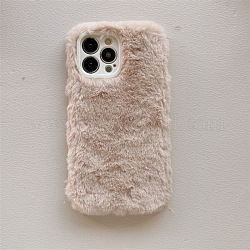 Cálida funda de felpa para teléfono móvil para mujeres y niñas, fundas protectoras de plástico para cámara de invierno para iphone13, bronceado, 15.4x8x1.4 cm