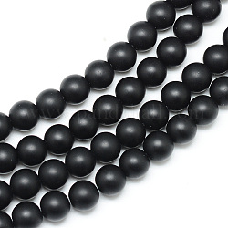 Fili di pietra nera sintetica, smerigliato, tondo, 12~13mm, Foro: 1 mm, circa 31~33pcs/filo, 14.9~15.1 pollice (38~38.5 cm)
