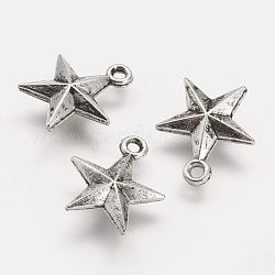 Pendente in lega stile tibetano, stella, argento antico, 16.5~17x15x2~3mm, Foro: 2~3 mm