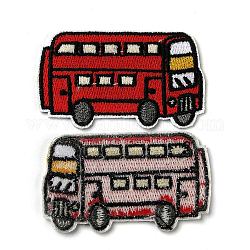 Компьютеризированная вышивка тканью утюжок на / шить на заплатках, аксессуары для костюма, аппликация, двухэтажный автобус, красные, 35.5x60.5x1.9 мм