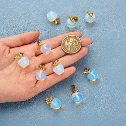 10 pièces pomme gemme pendentif à breloque cristal quartz guérison pendentifs en pierre naturelle opale boucle pour bijoux collier boucle d'oreille fabrication artisanat, lavande, 20.5x14.8mm, Trou: 3mm