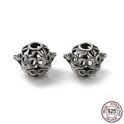 925 Sterling Silver Beads, Hollow Star, with S925 Stamp, Antique Silver, 10x7.5mm, Hole: 2mm