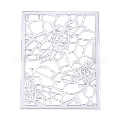 Kohlenstoffstahl Schneidwerkzeuge Schablonen, für DIY Scrapbooking / Fotoalbum, Dekorative Prägepapierkarte aus Papier, Rechteck mit Blume, Platin matt Farbe, 138x108.5x0.8 mm
