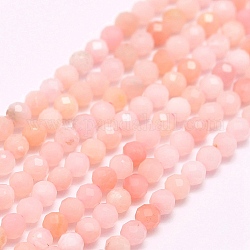 Rosa naturale perline opale fili, sfaccettato, tondo, 2mm, Foro: 0.5 mm, circa 210~220pcs/filo, 15.7 pollice (40 cm)