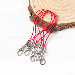 Mobile Straps, with Polyester String and Alloy Findings, Red, 70mm