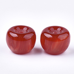 Perline di resina, gemstone imitato, mezzo forato, mela, rosso, 21x15.5~16mm, mezzo buco: 3.5 mm