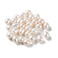 Perle coltivate d'acqua dolce perla naturale, mezzo forato, riso, grado 5 un, fumo bianco, 9~11x8~9mm, Foro: 0.9 mm