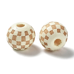Lasergravierte Tartan-Perlen aus Holz, Runde, gefärbt, für Heimwerker, Fischcremesuppe, 9.5~10x8.5 mm, Bohrung: 3 mm