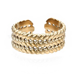 304 витая веревка из нержавеющей стали с открытым манжетным кольцом, массивное кольцо для женщин, золотые, размер США 7 (17.3 мм)