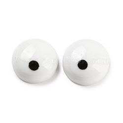 Cabuchones de resina opacos, ojos graciosos, blanco, 13.5x7mm