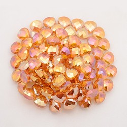 Faceted Drop Electroplate Rainbow Plated Glass Beads Strands, Orange, 11.5x13x6.5mm, Hole: 1mm, about 100pcs/strand, 28.3 inch