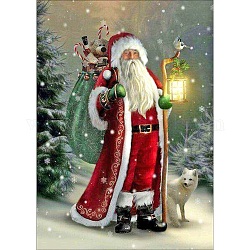 Diy рождественская тема прямоугольная алмазная картина комплект, включая сумку со стразами из смолы, алмазная липкая ручка, поднос тарелка и клей глина, Дед Мороз, 400x300 мм