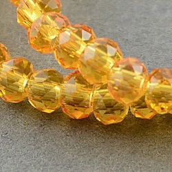 Faceted Orange Transparent Glass Flat Round Bead Strands, 3x2mm, Hole: 0.5mm, about 160~165pcs/strand, 15.35 inch~15.75 inch(39~40cm)
