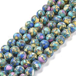 Perles de magnésite naturelles et teintes assemblées, ronde, colorées, 10mm, Trou: 1.2mm, Environ 38 pcs/chapelet, 14.96'' (38 cm)