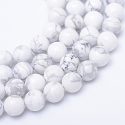 Hebras de perlas redondas de Howlite naturales, 6mm, agujero: 1 mm, aproximamente 61 pcs / cadena, 15.3 pulgada