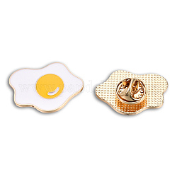 Fried Eggs Shape Enamel Pin, Light Gold Plated Alloy Imitation Food Badge for Backpack Clothes, Nickel Free & Lead Free, Gold, 19x26mm