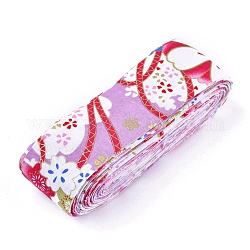 Japanese Kimono Style Floral Cotton Ribbon, Single Printed, for DIY Hair Bow, Headwear, Handmade Trim, Lilac, 1-1/2 inch(40mm), about 10yards/roll(9.14m/roll)