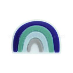 Perles focales en silicone écologiques de qualité alimentaire, perles à mâcher pour les jouets de dentition, Diy soins infirmiers colliers faisant, arc en ciel, colorées, 18x25mm
