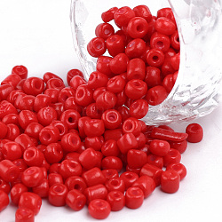 Baking Paint Glass Seed Beads, Red, 6/0, 4~5x3~4mm, Hole: 1~2mm, about 500pcs/50g, 50g/bag, 18bags/2pounds
