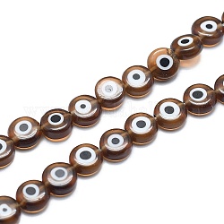 A mano a lume malocchio piatte fili di perle rotonde, cammello, 10x4mm, Foro: 1 mm, circa 38pcs/filo, 14.96 pollice