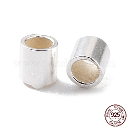 925 perles tube intercalaire en argent sterling, colonne, couleur d'argent, 2x2mm, Trou: 1.5mm, environ 357 pièces (10g)/sac +