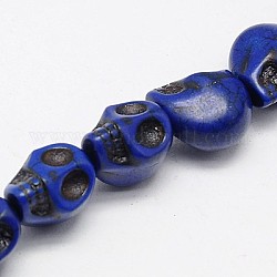 Filo di perline turchesi sintetici, tinto, teschio, magenta, 30x23x29mm, Foro: 1 mm, circa 40pcs/1000g