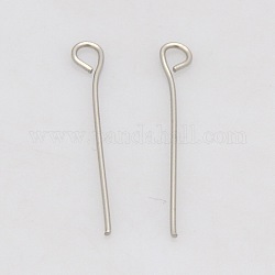 201 Stainless Steel Eye Pin, Stainless Steel Color, 40mm, Hole: 2mm, Pin: 0.6mm