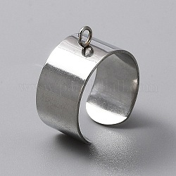 304 компонент кольца пальца манжеты из нержавеющей стали, кольцо петли, цвет нержавеющей стали, размер США 8 1/2 (18.5 мм), 10 мм, отверстие : 2.4 мм