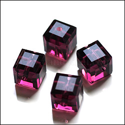 Abalorios de cristal austriaco de imitación, aaa grado, facetados, cubo, púrpura, 5~5.5x5~5.5x5~5.5 mm (tamaño dentro del rango de error de 0.5~1 mm), agujero: 0.7~0.9 mm