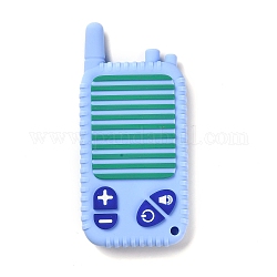 Anneau de dentition en silicone en forme d'interphone, jouets à mâcher pour garçons et filles, jouet de dentition, lumière bleu ciel, 108.5x51.5x14mm, Trou: 4mm