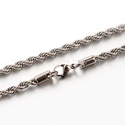304 in acciaio inossidabile collane a catena corda, colore acciaio inossidabile, 23.6 pollice (59.9 cm), 4mm