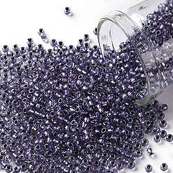 TOHO Round Seed Beads, Japanese Seed Beads, (265) Inside Color AB Crystal/Metallic Purple Lined, 11/0, 2.2mm, Hole: 0.8mm, about 5555pcs/50g