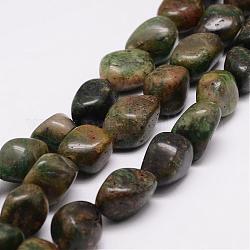 Hebras de abalorios de jade africano naturales, piedra caída, pepitas, 18~25x16~18x12~16mm, agujero: 2 mm, aproximamente 22~25 pcs / cadena, 15.75 pulgada