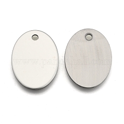 Pendentifs d'étiquette vierge estampage ovales en 201 acier inoxydable, couleur inoxydable, 30x22x1mm, Trou: 3mm